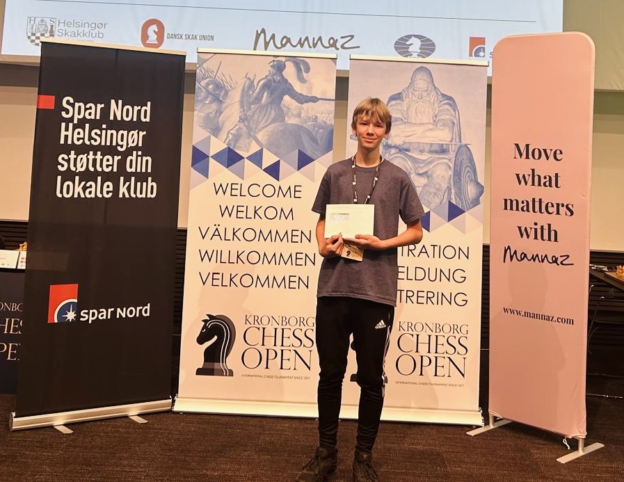 Vitus Bondo Medhus sikker vinder med 6/7 i Kronborg Chess Open 2024. 